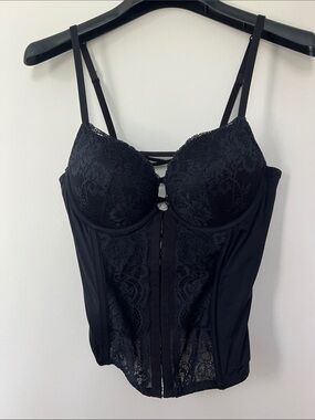 La SENZA Front Clasp Black Lace Bustier with Underwire & Strappy Detail